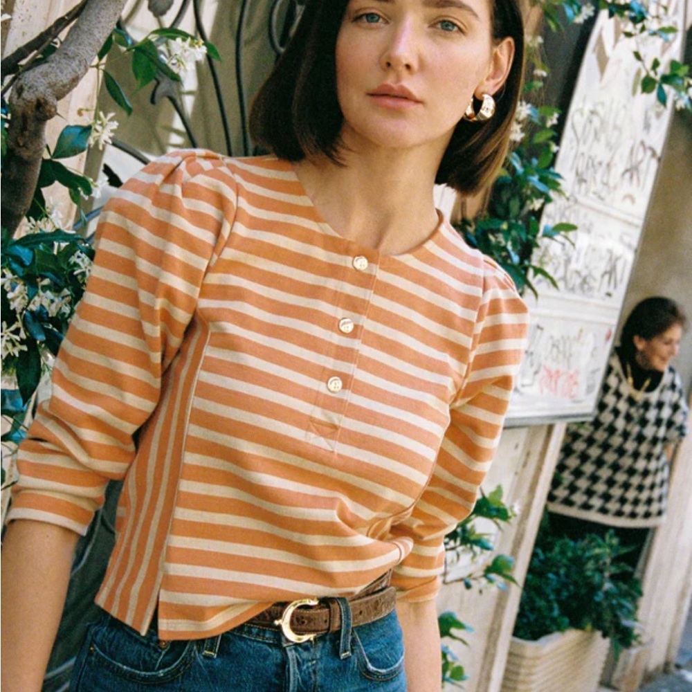 Nation Los Angeles Janney Henley Striped Top